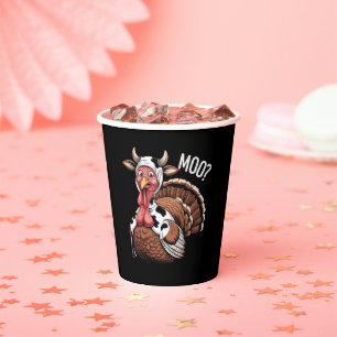 Turkey Moo Funny Thanksgiving Paper Cups