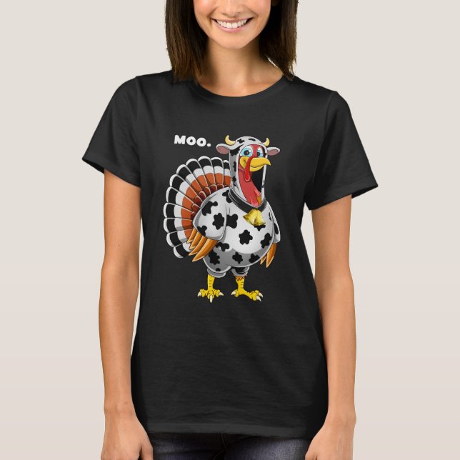 Turkey Moo Funny Thanksgiving T-Shirt (Front)