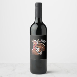 Turkey Moo Funny Thanksgiving  Wine Label