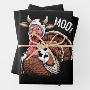 Turkey Moo Funny Thanksgiving Wrapping Paper Sheet