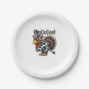 Turkey Moo Funny Turkey Cow Thanksgiving  Paper Plate