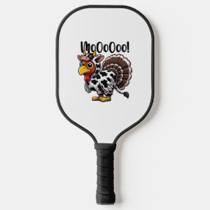 Turkey Moo Funny Turkey Cow Thanksgiving Pickleball Paddle