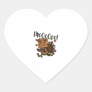 Turkey Moo I'm A Cow Fake Cow Funny Thanksgiving _ Heart Sticker
