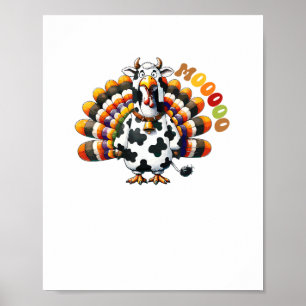 Turkey Moo Thanksgiving Cow Turkey Humour Funny _2 Poster