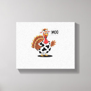 Turkey Moo Thanksgiving Funny Turkey Cow Moo Famil Canvas Print