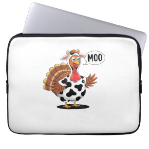 Turkey Moo Thanksgiving Funny Turkey Cow Moo Famil Laptop Sleeve