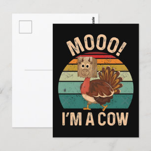 Turkey Moo: The Funniest Cow & Turkey Thanksgivin Postcard
