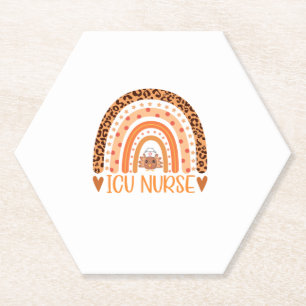Turkey Nurse Leopard Thanksgiving ICU Nurse Rainbo Paper Coaster