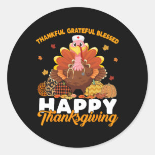 Turkey Nurse Life Thanksgiving Holiday Fall Nursin Classic Round Sticker
