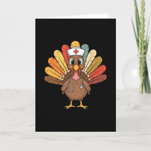 Turkey Nurse Stethoscope Thanksgiving Fall Scrub T Card