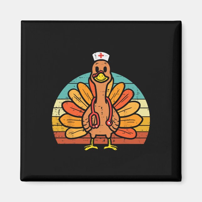 Turkey Nurse Stethoscope Thanksgiving Fall Scrub T Magnet (Front)