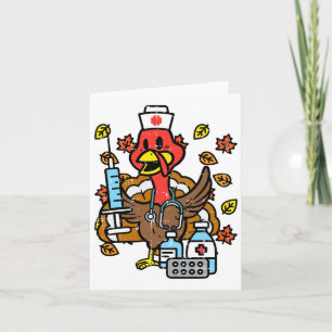 Turkey Nurse Thanksgiving Fall Scrub Nursing Rn Ic Card