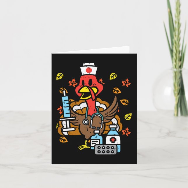 Turkey Nurse Thanksgiving Fall Scrub Nursing RN IC Card (Front)