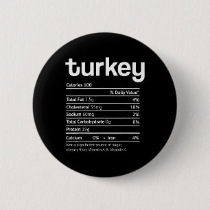 Turkey Nutrition Facts Fun Thanksgiving Christmas 6 Cm Round Badge