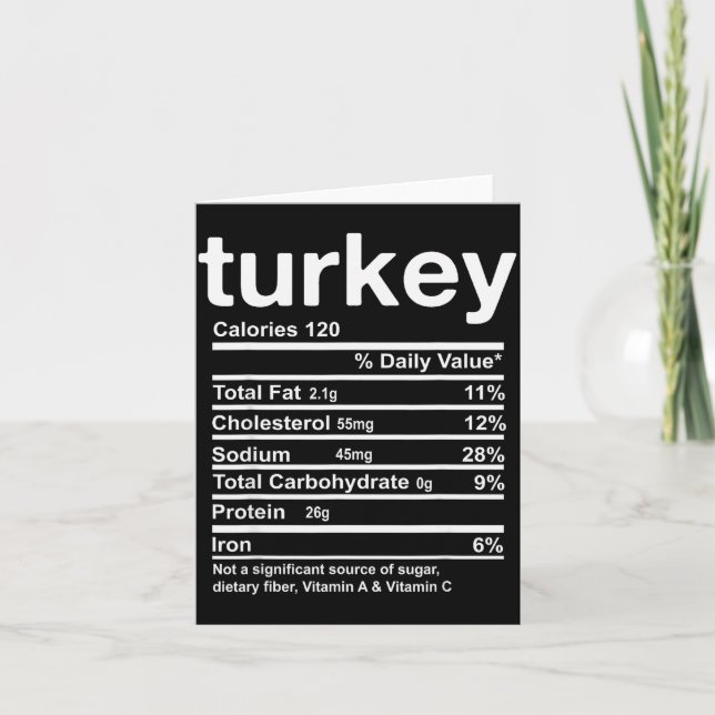 Turkey Nutrition Facts Funny Thanksgiving Food Chr Card (Front)