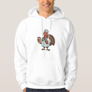 Turkey On a Nursing Scrub Nurse Thanksgiving Hoodie
