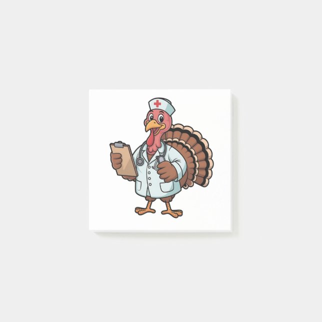 Turkey On a Nursing Scrub Nurse Thanksgiving Post-it Notes (Front)