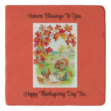 Turkey On Farm Thanksgiving Trivet