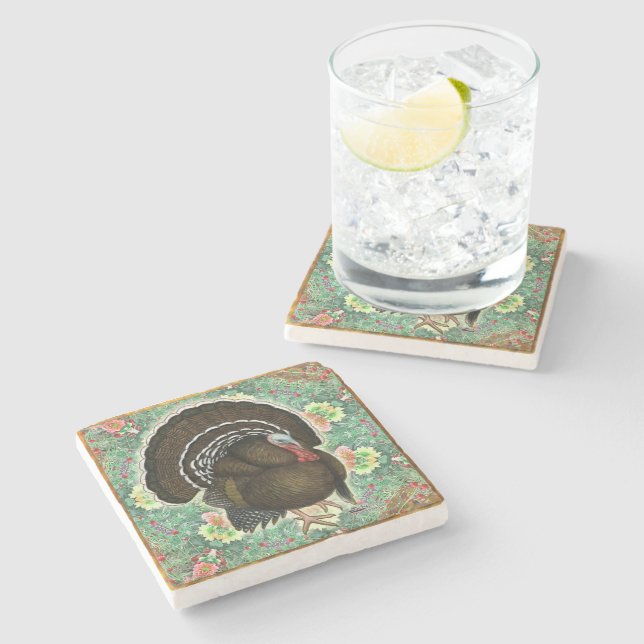 Turkey On the Greens Stone Coaster (Side)