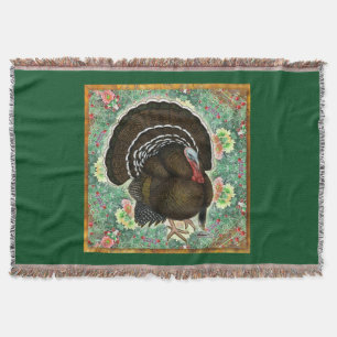 Turkey On the Greens Throw Blanket