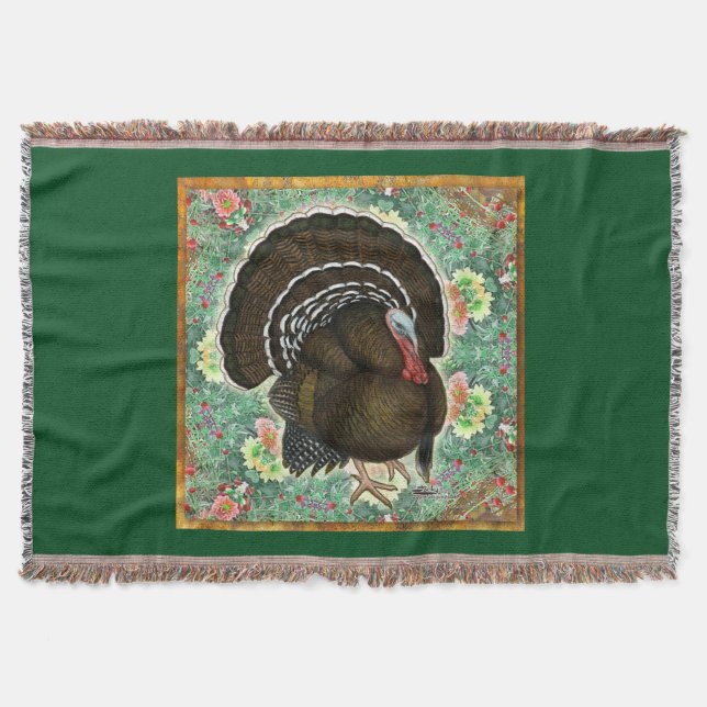 Turkey On the Greens Throw Blanket (Front)