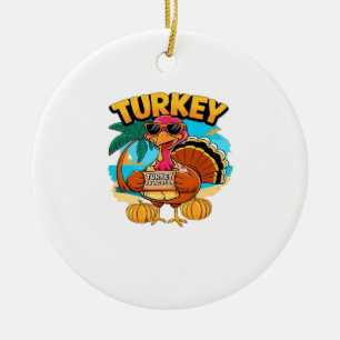 Turkey on Vacation in Jamaica Classic T-Shirt.png Ceramic Tree Decoration