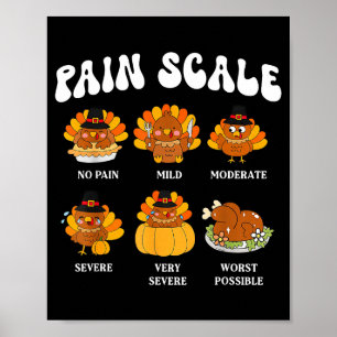 Turkey Pain Scale Funny Thanksgiving Nurse  Poster
