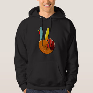Turkey Peace Hand Sign Thanksgiving Thankful Women Hoodie