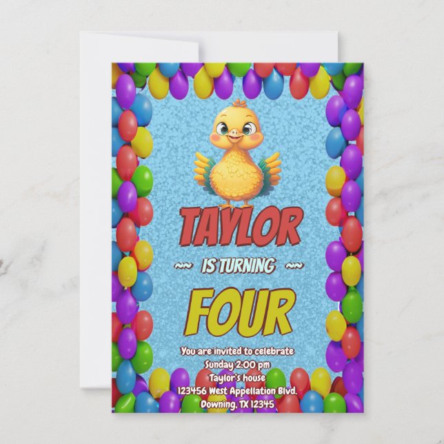 Turkey Personalised Birthday Unique Invite Kids (Front)