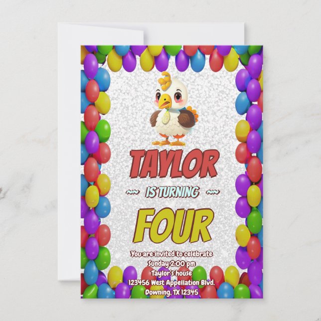 Turkey Personalised Birthday Unique Invite Kids (Front)