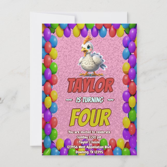 Turkey Personalised Birthday Unique Invite Kids (Front)