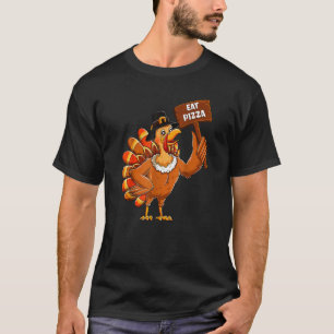 Turkey Pilgrim Eat Pizza Adult Vegan Kids Thanksgi T-Shirt