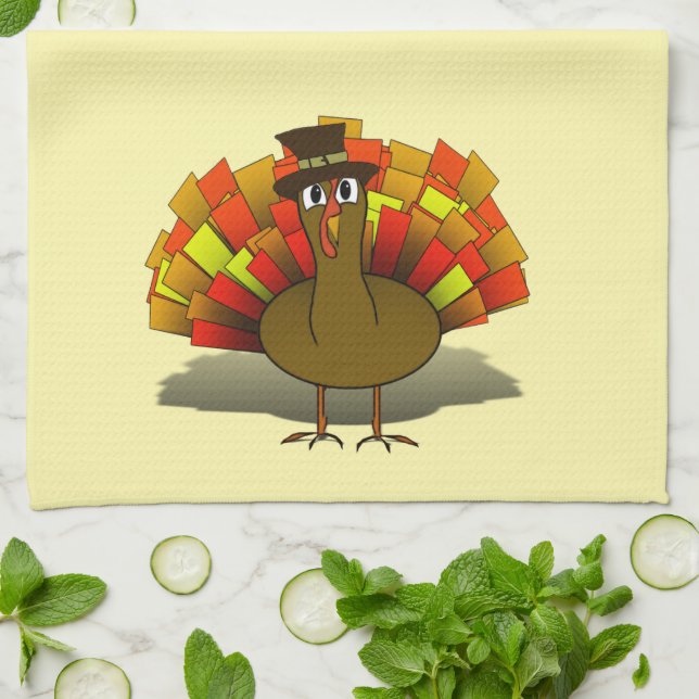Turkey Pilgrim Thanksgiving Tea Towel (Folded)