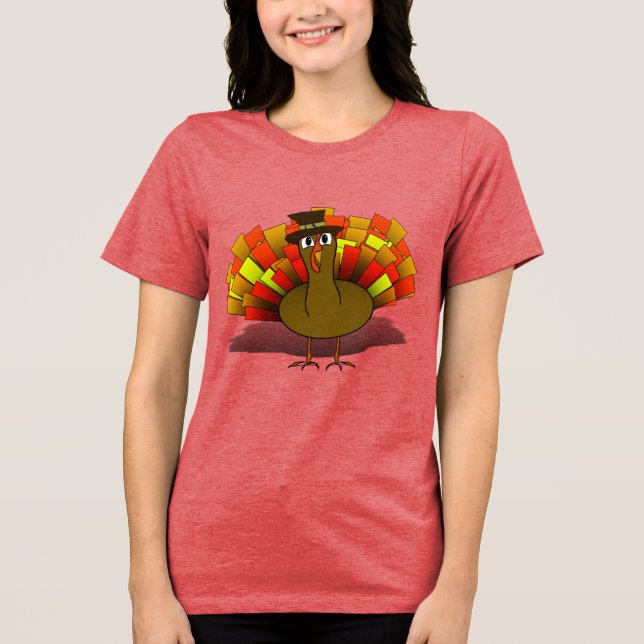  Turkey Pilgrim Thanksgiving Tri-Blend Shirt (Front)