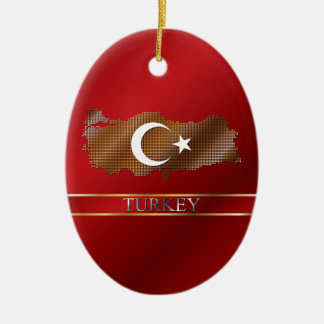 Turkey Pixel Map and Turkish Flag Ceramic Tree Decoration
