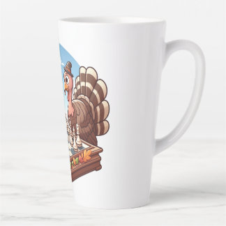 Turkey playing chess  latte mug