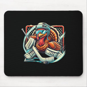 Turkey Playing Ice Hockey Goalie Thanksgiving Boys Mouse Pad