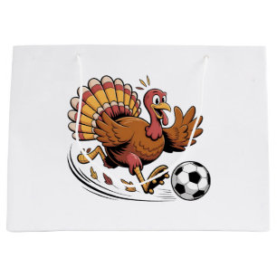 Turkey Playing Soccer Thanksgiving Sport lover Large Gift Bag
