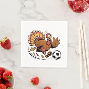 Turkey Playing Soccer Thanksgiving Sport lover Napkin