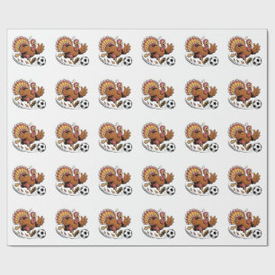 Turkey Playing Soccer Thanksgiving Sport lover Wrapping Paper