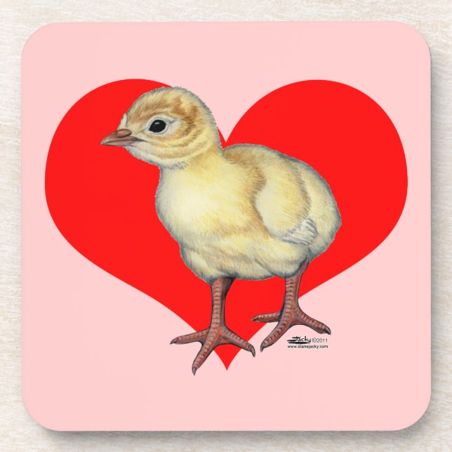 Turkey Poult Heart Coaster (Front)