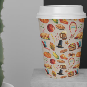 Turkey Pumpkin Fall Thanksgiving Fun Pattern  Paper Cups