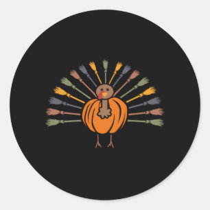 Turkey Pumpkin Lover Thanksgiving Family Kids Gift Classic Round Sticker