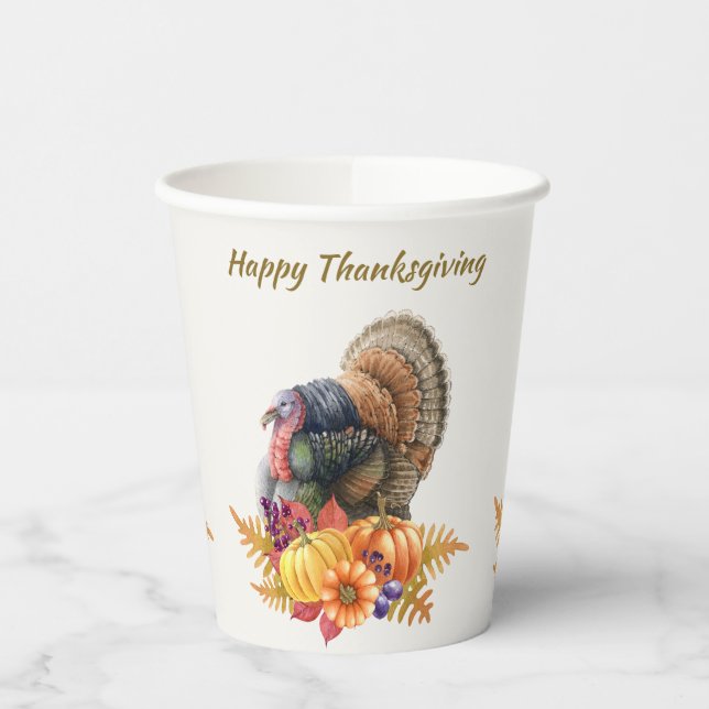 Turkey Pumpkins Thanksgiving Paper Cups (Left)