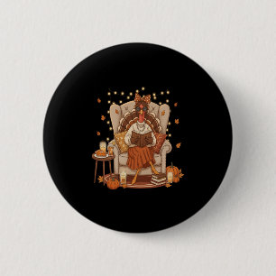 Turkey Reading Book Librarian Thanksgiving Teacher 6 Cm Round Badge
