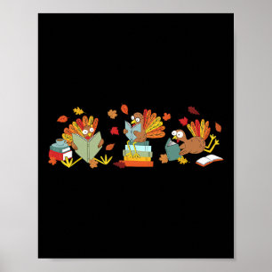 Turkey Reading Books Fall Thanksgiving Teacher Boo Poster