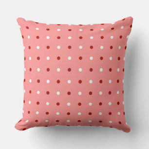 turkey red, pink and white dots cushion
