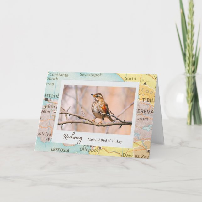 Turkey Redwing National Bird Emblem on Map Card (Front)