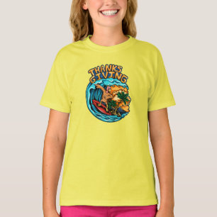 Turkey Riding a Surf Board on the Ocean Waves T-Shirt