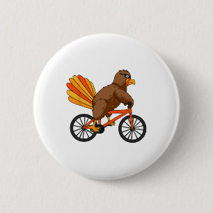 Turkey Riding Bike Thanksgiving Day Cool Bicycle A 6 Cm Round Badge